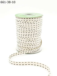 3/8 Inch Two Woven Threads on Cotton Blend Ribbon with Woven Edge – 662-38-10 BLACK