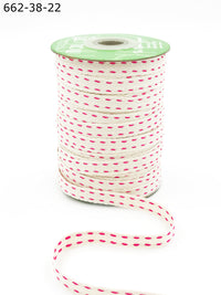 3/8 Inch Two Woven Threads on Cotton Blend Ribbon with Woven Edge – 662-38-22 FUCHSIA