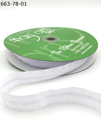 7/8 Inch Taffeta with Velvet Center Line Ribbon with Woven Edge – 663-78-01 WHITE