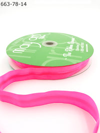 7/8 Inch Taffeta with Velvet Center Line Ribbon with Woven Edge – 663-78-14 FUCHSIA
