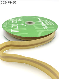 7/8 Inch Taffeta with Velvet Center Line Ribbon with Woven Edge – 663-78-30 GOLD