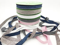 5/8 Inch Metallic Sparkle Grosgrain Ribbon with Woven Wedge