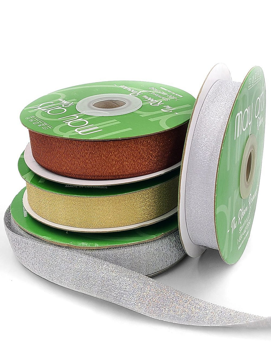 3/4 Inch Rough Metallic Ribbon with Woven Edge