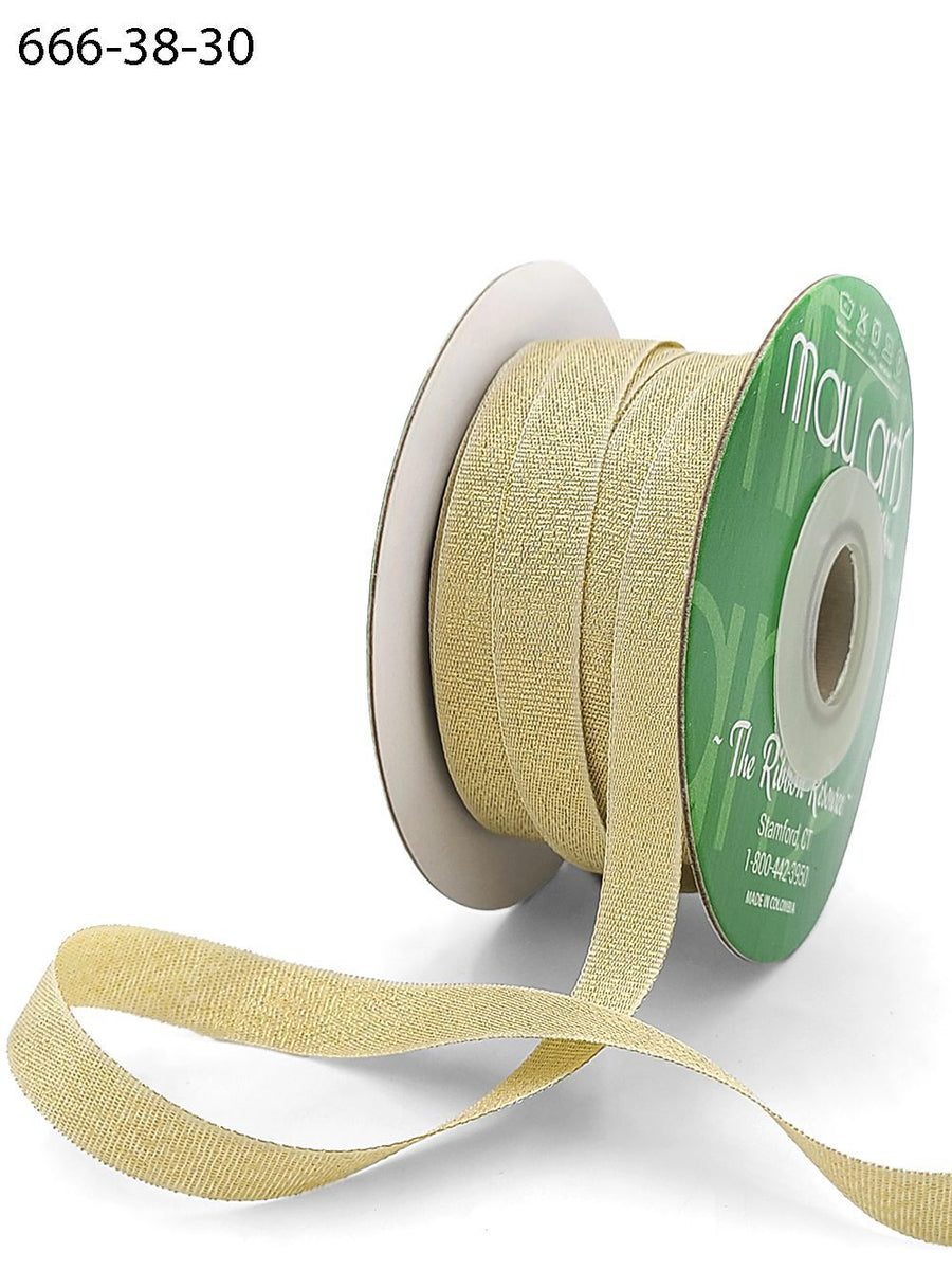 3/8 Inch Rough Metallic Ribbon with Woven Edge – 666-38-30 GOLD