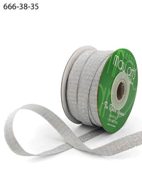 3/8 Inch Rough Metallic Ribbon with Woven Edge – 666-38-35 DARK SILVER (HOLOGRAPHIC)