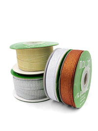 3/8 Inch Rough Metallic Ribbon with Woven Edge