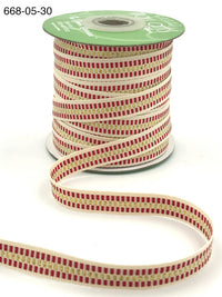 1/2 Inch Metallic Candy Cane Stripe Cotton Ribbon with Woven Edge – 668-05-30 Gold