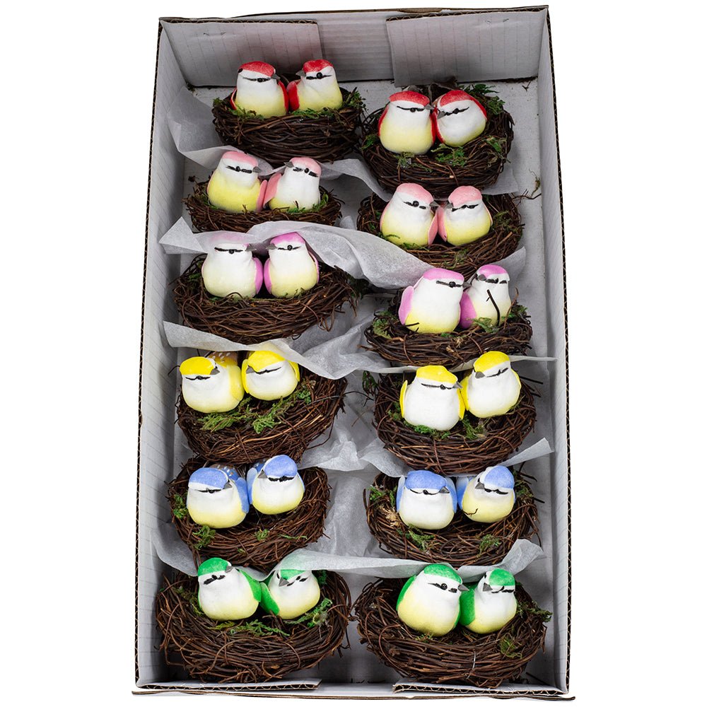 Multi 3-1 8 Inch Birds On Nest - 6 Assorted - 3-1 8 Inch