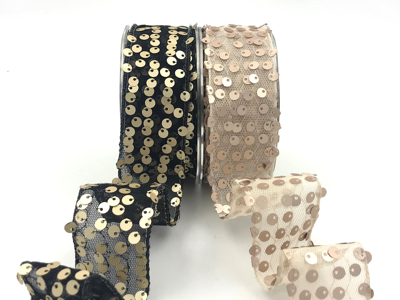1.5 Inch Sequin Tulle Ribbon with Wired Edge
