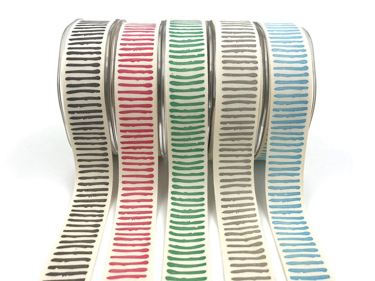 1 Inch Cotton Paint Stripe Print Ribbon with Woven Edge