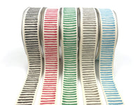 1 Inch Cotton Paint Stripe Print Ribbon with Woven Edge