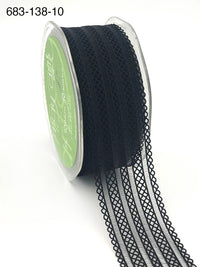 1 3/8 Inch Sheer Elastic Lace Ribbon with Scalloped Edge – 683-138-10 Black