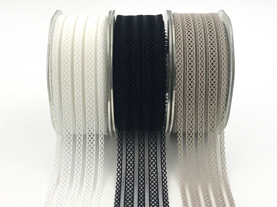 1 3/8 Inch Sheer Elastic Lace Ribbon with Scalloped Edge