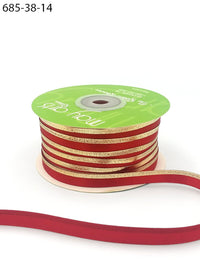 ~3/8″ Single Faced Satin Gold Foil Stripe Ribbon – 685-38-14 RED/GOLD