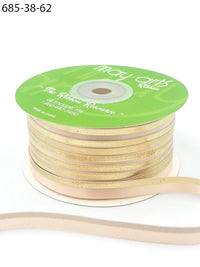 ~3/8″ Single Faced Satin Gold Foil Stripe Ribbon – 685-38-62 NUDE/GOLD