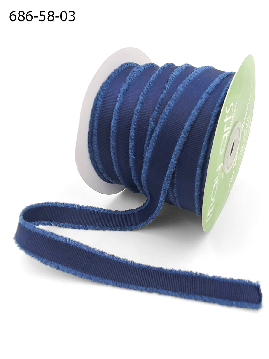 ~ 5/8″ Fuzzy Grosgrain Ribbon – 686-58-03 NAVY