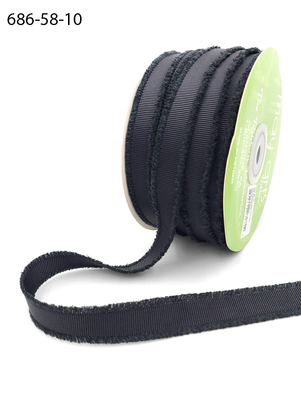 ~ 5/8″ Fuzzy Grosgrain Ribbon – 686-58-10 BLACK