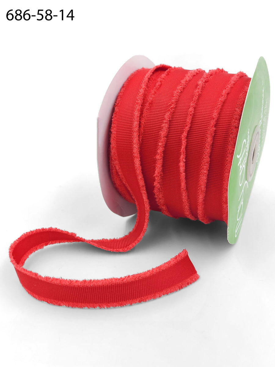 ~ 5/8″ Fuzzy Grosgrain Ribbon – 686-58-14 RED