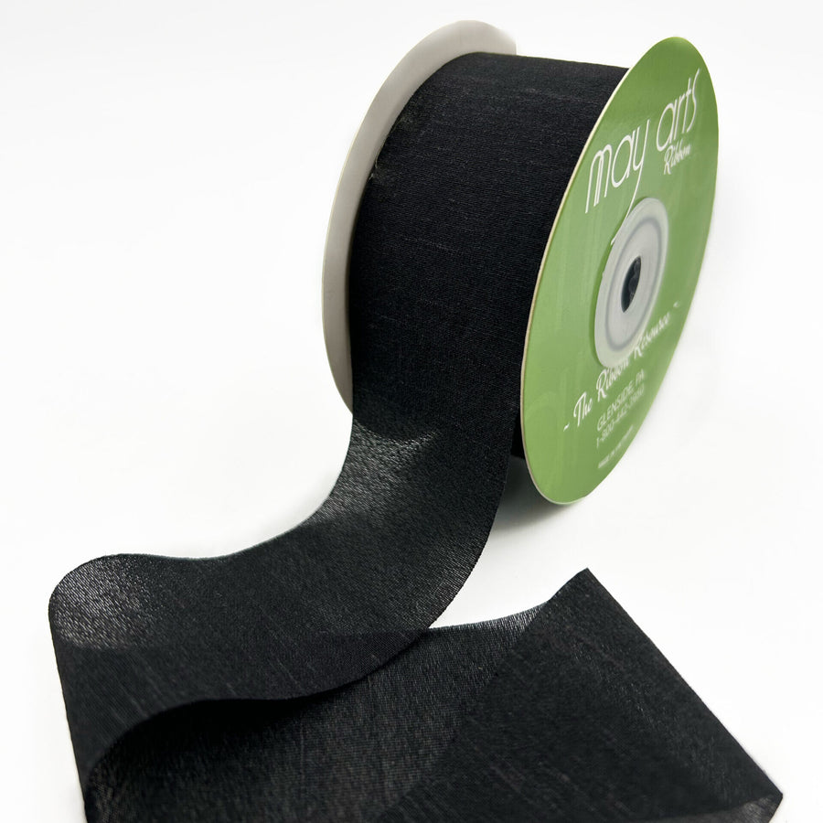 ~1.5″ X 25 Yards Rayon Silk Ribbon – 688-15-10 BLACK