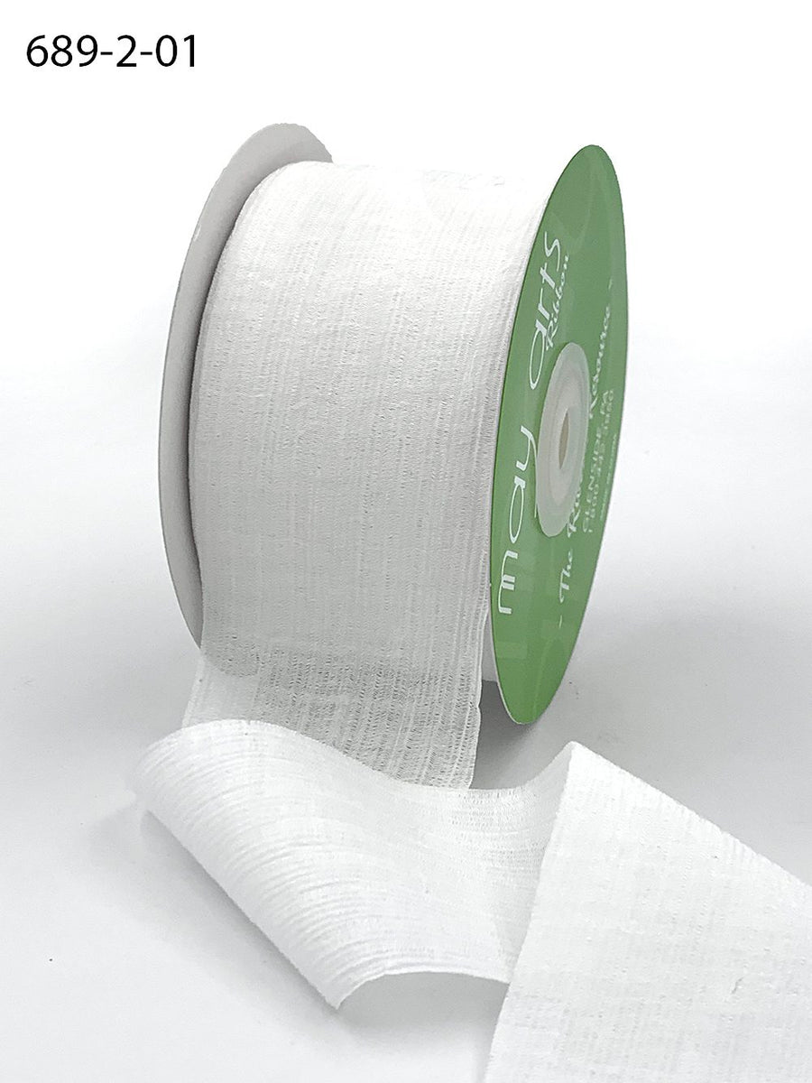 ~2″ X 25 Yards Crinkle Chiffon Ribbon – 689-2-01 WHITE
