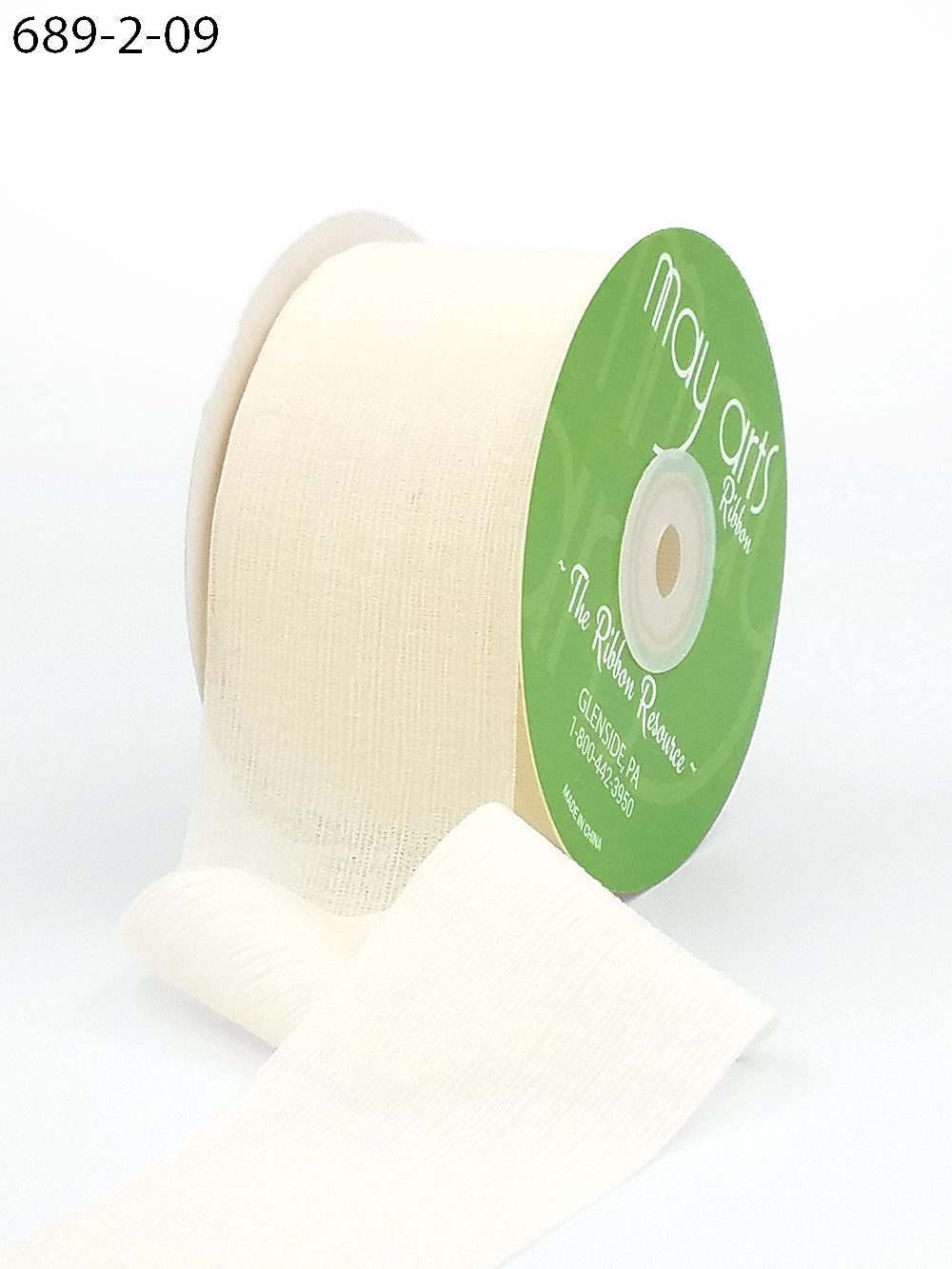 ~2″ X 25 Yards Crinkle Chiffon Ribbon – 689-2-09 EGGSHELL