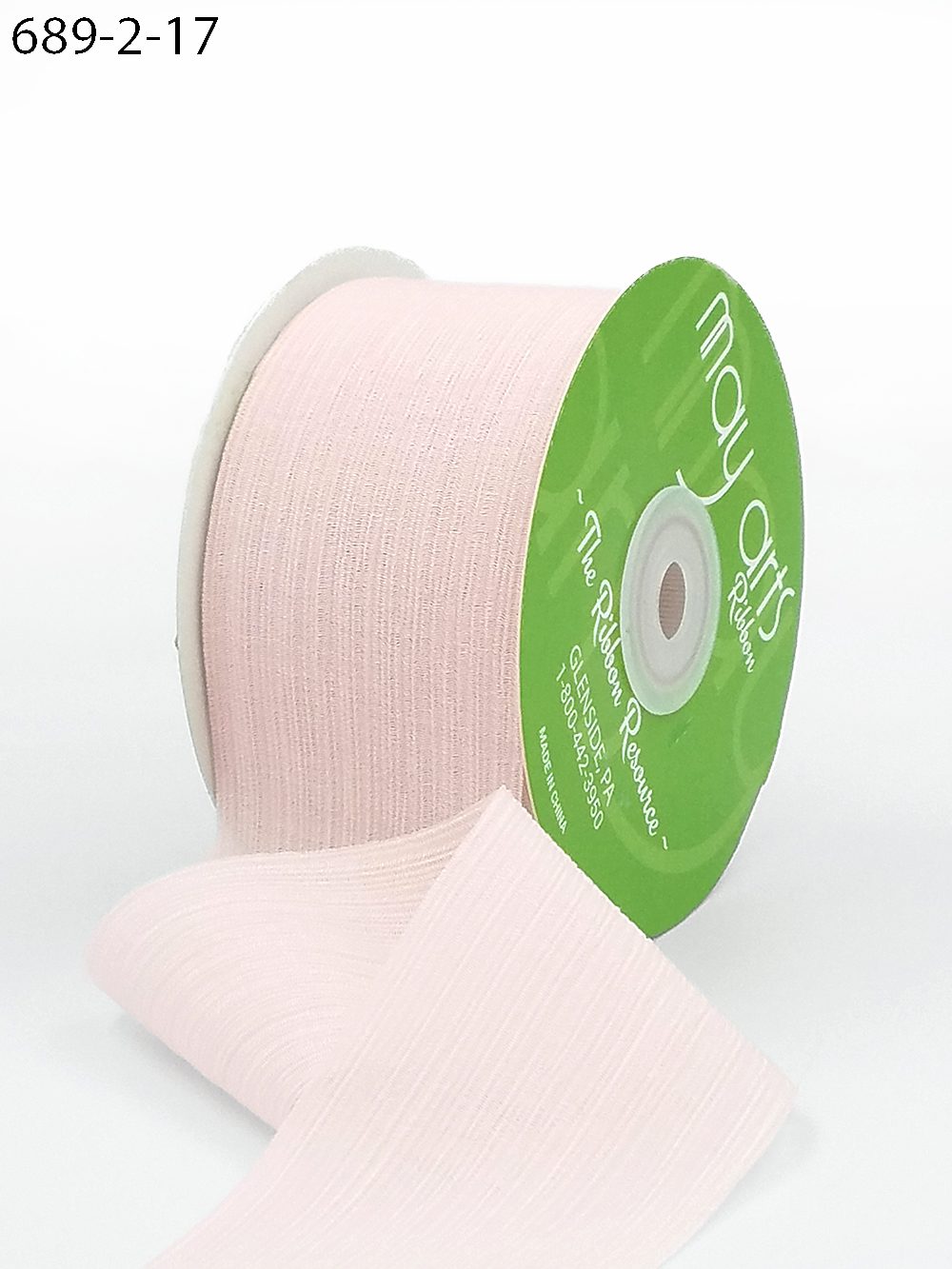 ~2″ X 25 Yards Crinkle Chiffon Ribbon – 689-2-17 PETAL PINK