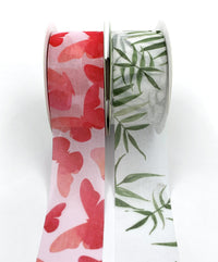 1.5″ X 25 Yards Mesh Ribbon with Nature Inspired Prints