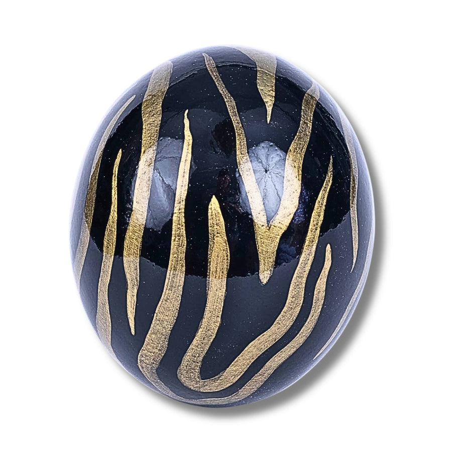 Milo Black & Gold Zebra Ostrich Egg