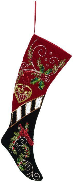 Berry Cardinal Stocking  - 25 Inches