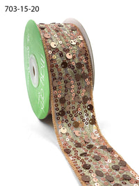 1.5 Inch Soft Woven Waved Mesh Sequin Ribbon – 703-15-20 Rose Gold