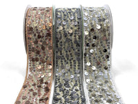 1.5 Inch Soft Woven Waved Mesh Sequin Ribbon