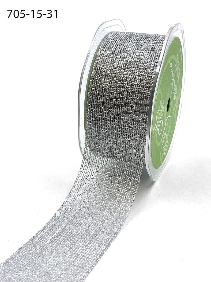 1.5 Inch Metallic Knit Net Ribbon – 705-15-31N SIlver