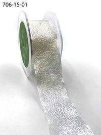 1.5 Inch Iridescent Holographic Crepe Ribbon – 706-15-01 White