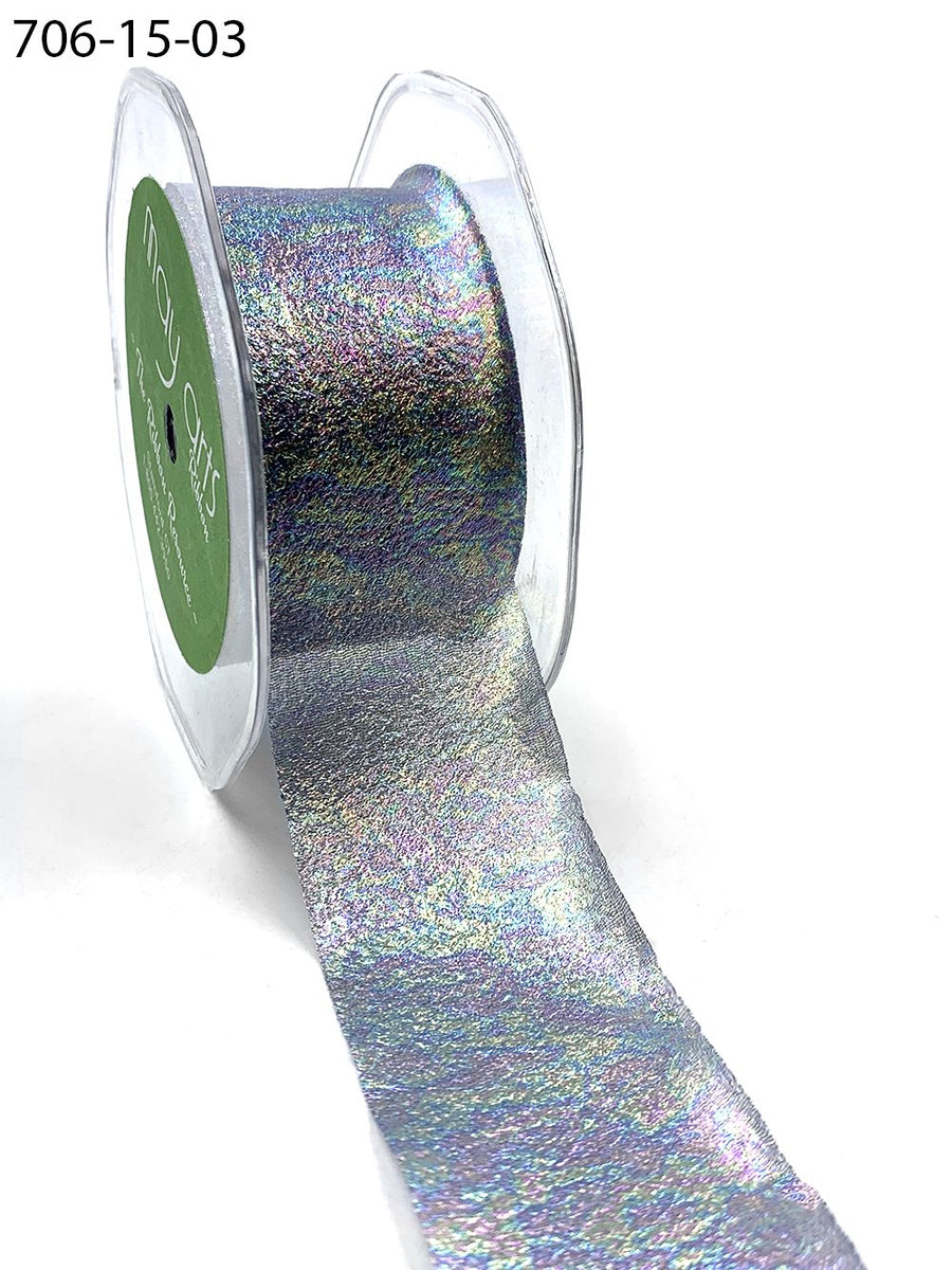 1.5 Inch Iridescent Holographic Crepe Ribbon – 706-15-03 Navy