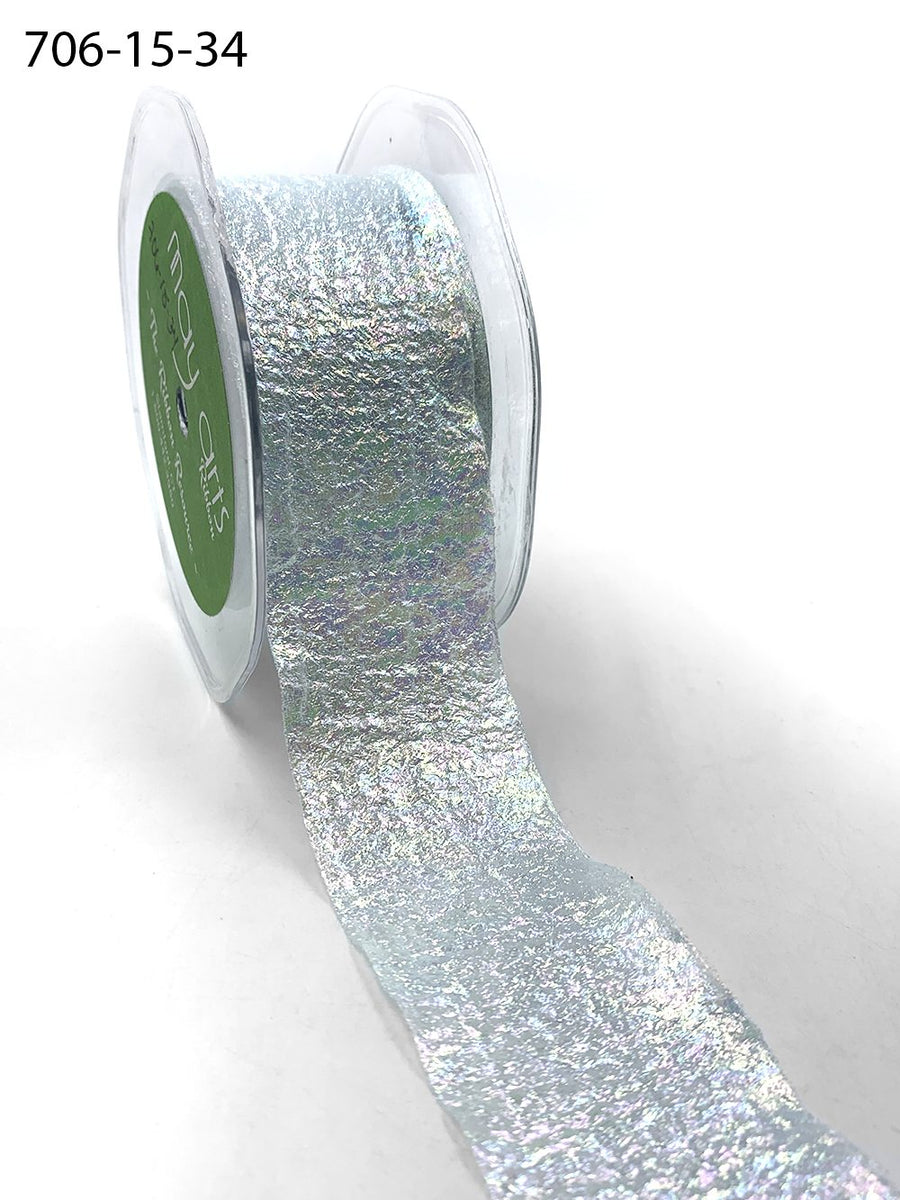 1.5 Inch Iridescent Holographic Crepe Ribbon – 706-15-34 Light Blue