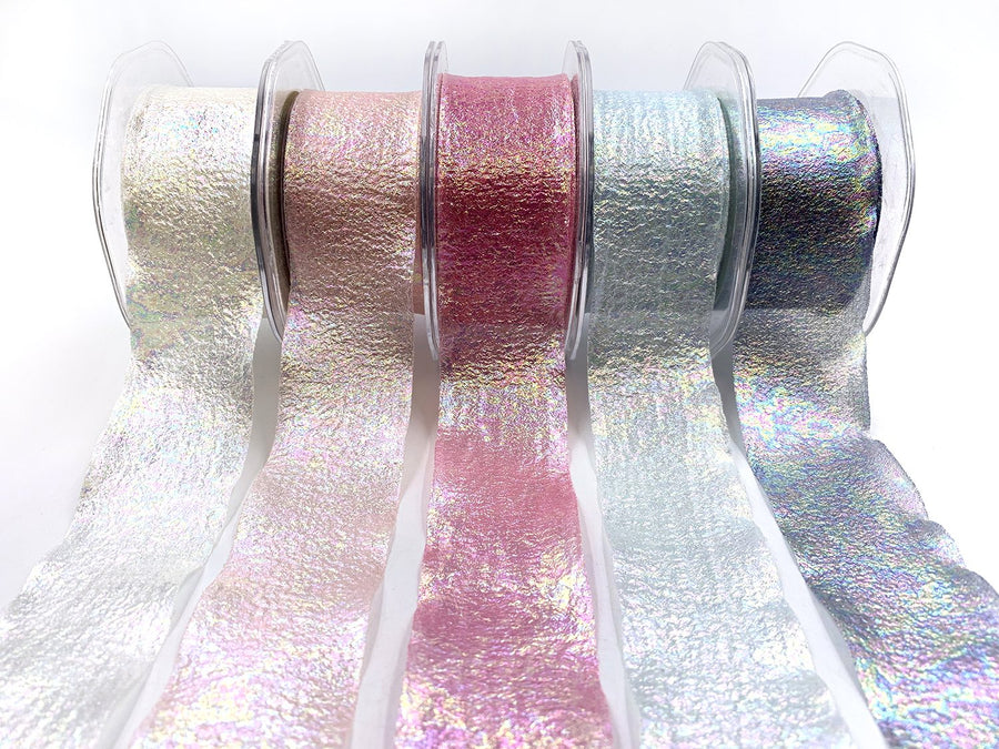 1.5 Inch Iridescent Holographic Crepe Ribbon