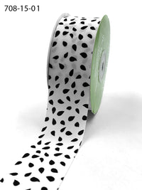 1.5″ x 25 Yard Abstract Seeds Print Ribbon – 708-15-01 White, Black Seeds