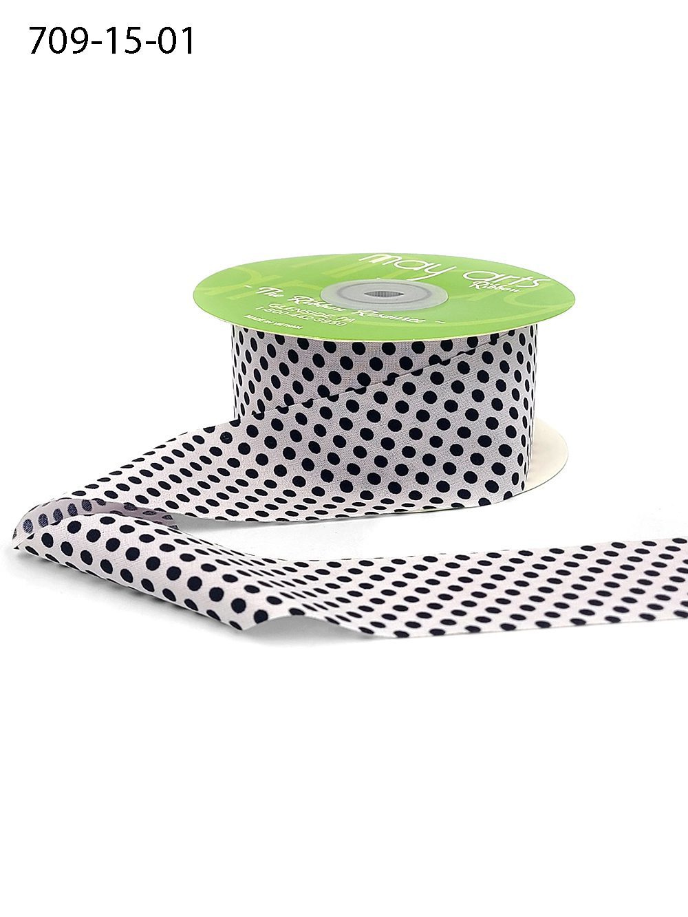 1.5 Inch Modern Mini Dot Print Ribbon – 709-15-01 White, Black Dots