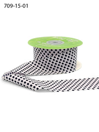 1.5 Inch Modern Mini Dot Print Ribbon – 709-15-01 White, Black Dots