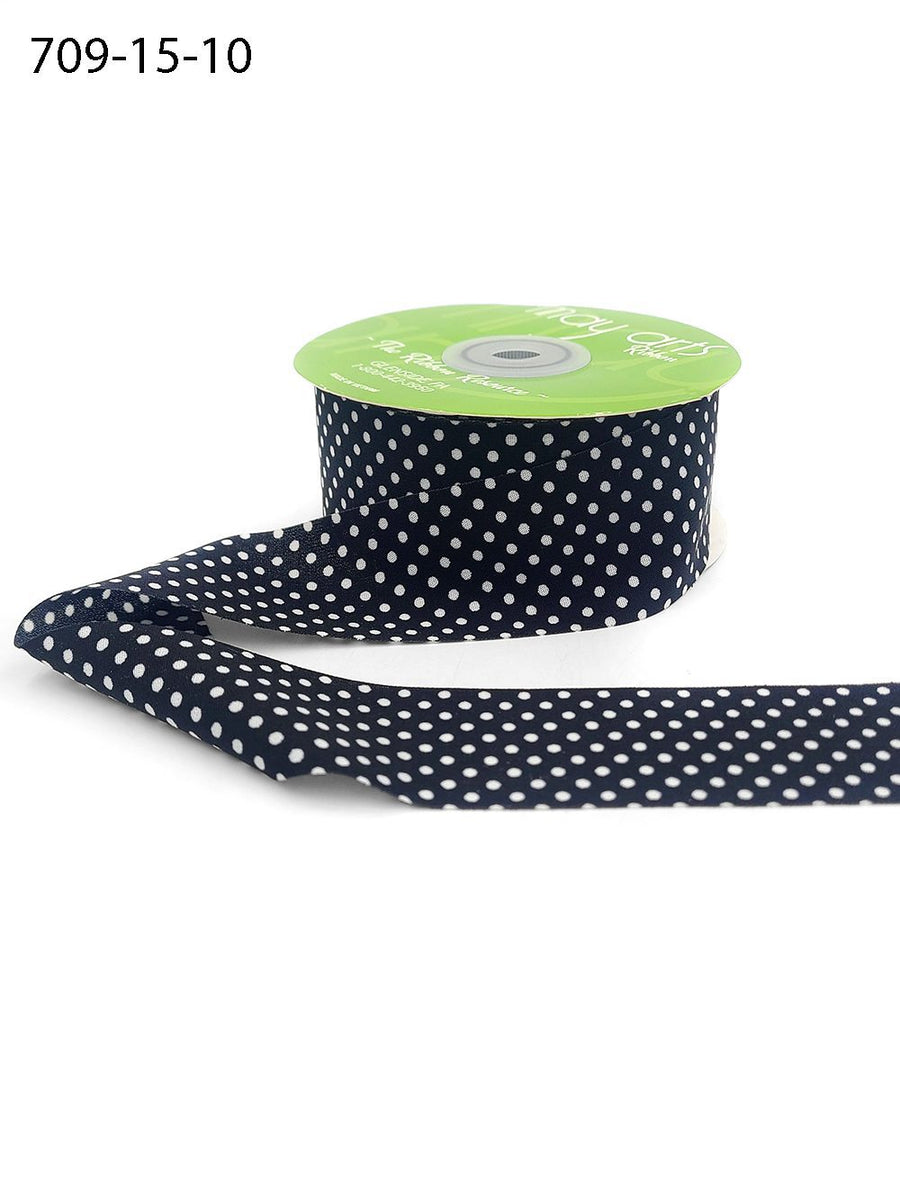 1.5 Inch Modern Mini Dot Print Ribbon – 709-15-10 Black, White Dots
