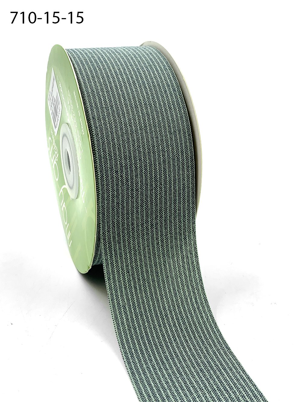 1.5 Inch Striped Washed Linen Ribbon – 710-15-15 Green