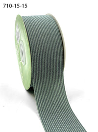 1.5 Inch Striped Washed Linen Ribbon – 710-15-15 Green