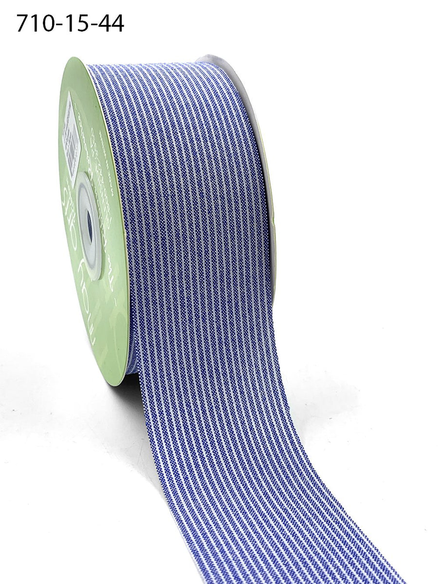 1.5 Inch Striped Washed Linen Ribbon – 710-15-44 Navy