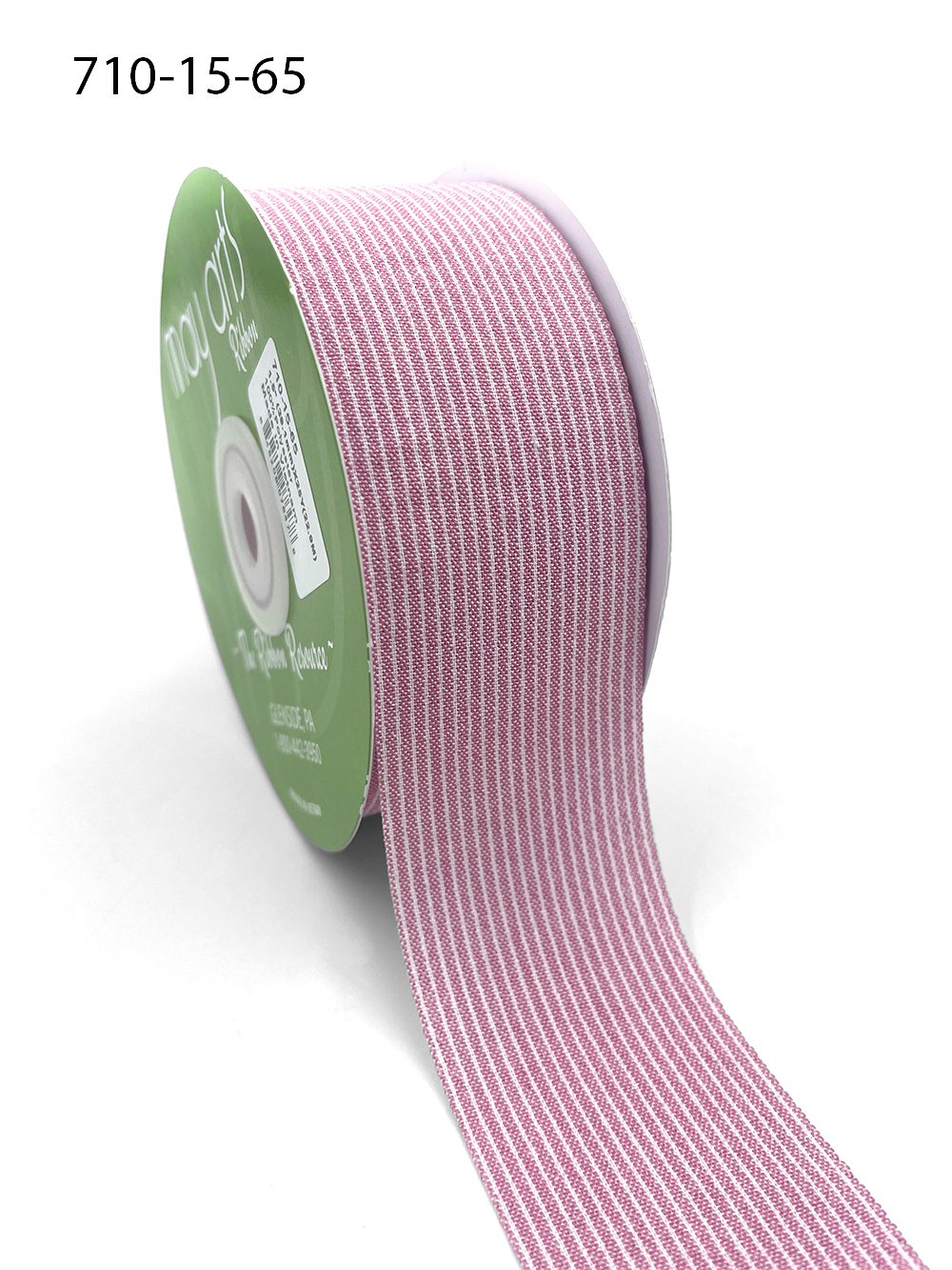 1.5 Inch Striped Washed Linen Ribbon – 710-15-65 WOOD ROSE
