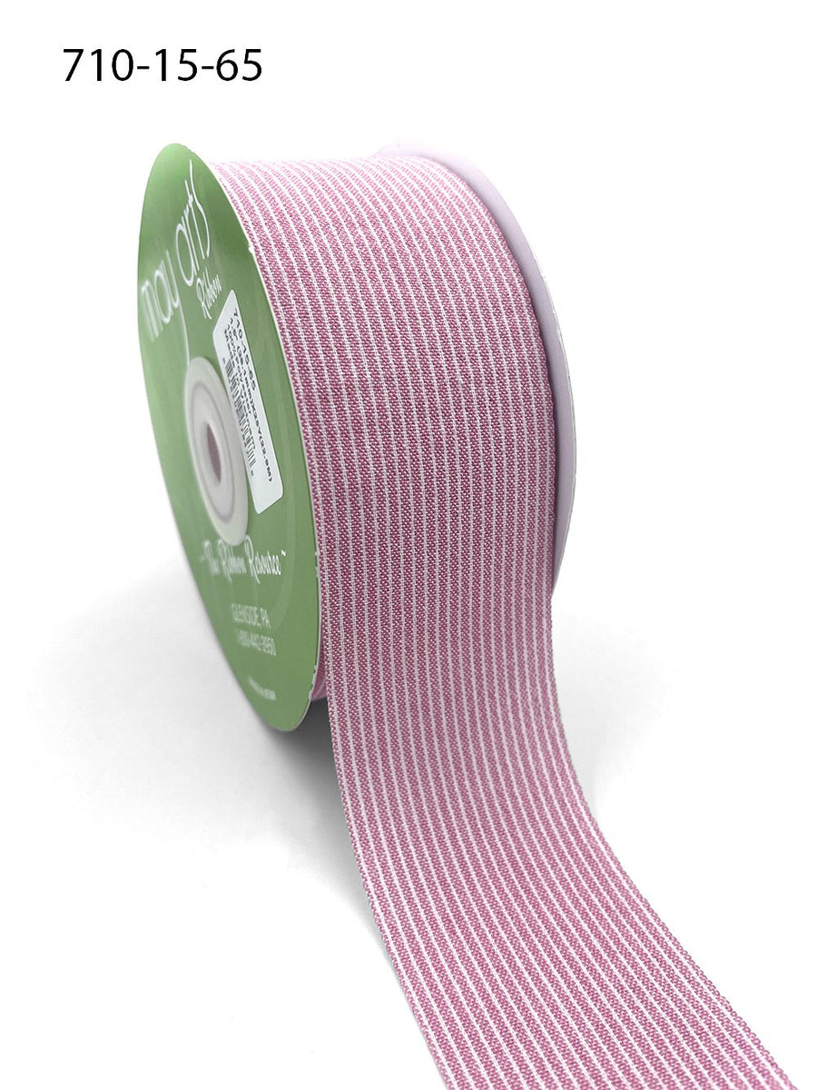 1.5 Inch Striped Washed Linen Ribbon – 710-15-65 WOOD ROSE