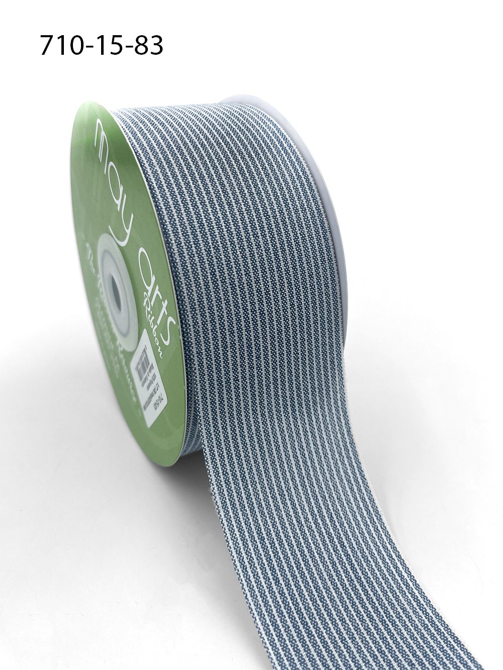 1.5 Inch Striped Washed Linen Ribbon – 710-15-83 DUSTY BLUE