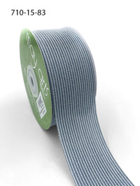 1.5 Inch Striped Washed Linen Ribbon – 710-15-83 DUSTY BLUE