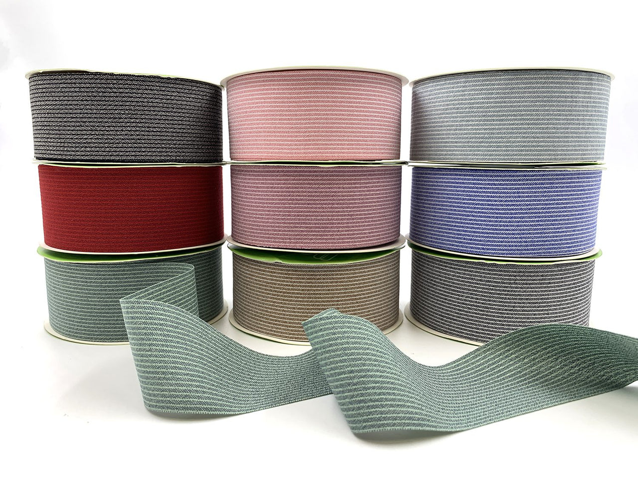 1.5 Inch Striped Washed Linen Ribbon