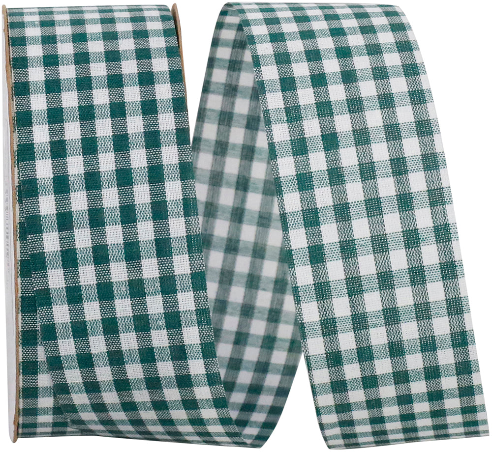 Gingham Check Ribbon Green 1-3/8 Inch for Wreaths
