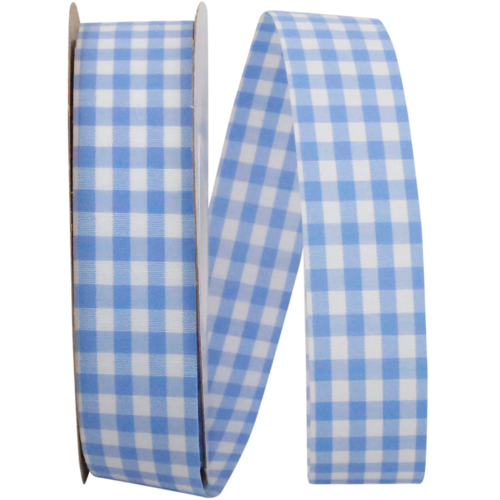 Gingham Check Ribbon Blue 7/8 Inch for Wreaths and Bows